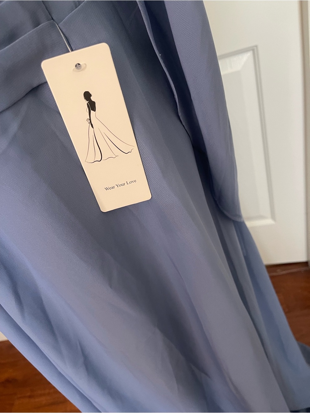 Plus-Size Dusty Blue Embroidered Maxi Dress with Cape Sleeves - Picture 2 of 13